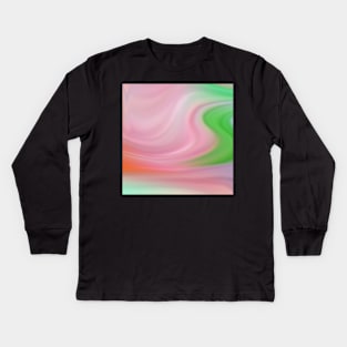 Pink and Green Marble Waves Kids Long Sleeve T-Shirt